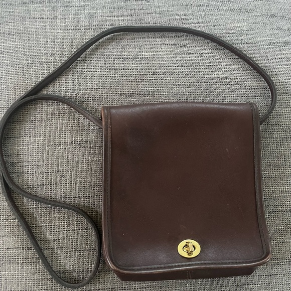 Coach Vintage Brown Leather Compact Pouch 9620 Purse - Picture 1 of 8